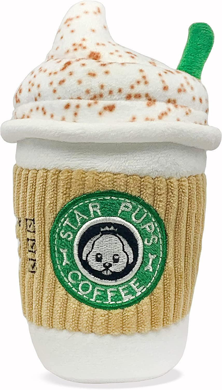 Parody Star Pups Coffee Dog Toy Pup'Kin Spice Latte - Funny Plush Squeaky Crinkle Dog Toys for Medium, Small and Large for Dog Birthday